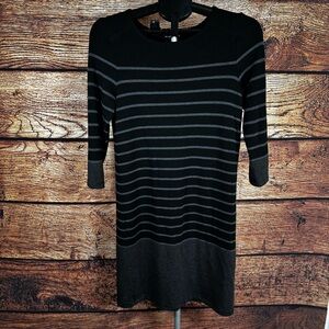 Hilary Radley Black and Gray Long Sleeve Dress